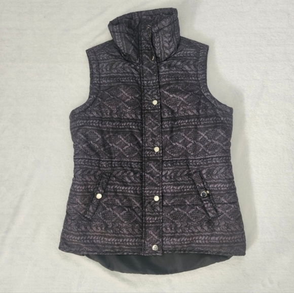 Style & Co Women's Light Puffer Vest Grey Black Geometric Print Polyfill Small - Picture 2 of 10